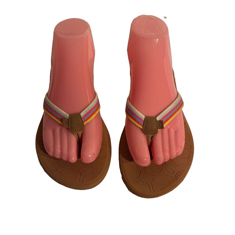 Roxy Tan And Stripped Thong Flip Flops. Size 7.